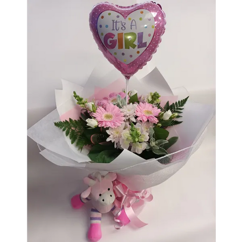 New Born Baby Girl Package Bunches & Bows Florist Shop 9 Albion Place Dunedin 9016 New Zealand 