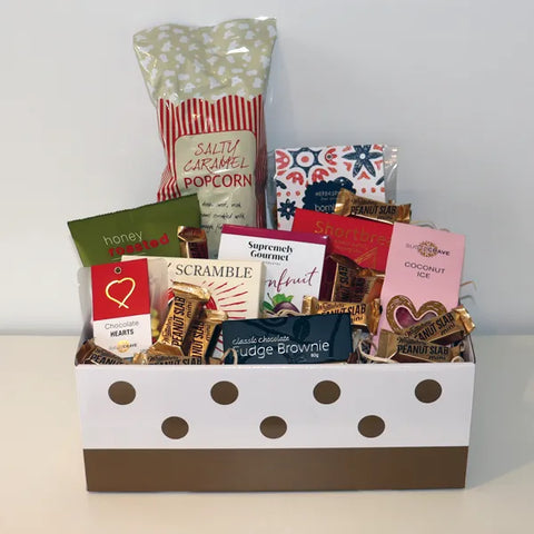 Snack Attack in gold spotted box Bunches Bows Florist Shop 9 Albion Place Dunedin 9016